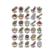 30 Adet Minimalist Baharat Sticker Seti - Defter Ajanda Scrapbook İçin Çok Renkli