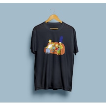 Oversize The Simpson Aile Tasarım Unisex T-shirt Siyah