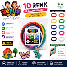 Zeyus Filament 10 Renk 5 Metre 3d Kalem Filamenti