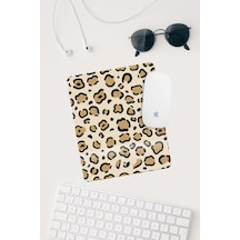 Kahverengi Leopar Desenli Bilek Destekli Dikdörtgen Mouse Pad Mouse Altlığı Mousepad