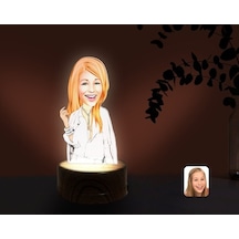 Kişiye Özel Kadın Model Karikatürlü Dekoratif 3D Biblo Led Işıklı