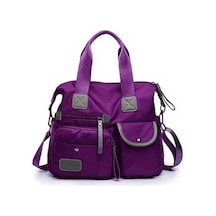 Trendooze Sunshine011 Kadın Mor Nylon Çanta Askılı Fermuarlı Bölmeli Okul İş Seyah Mor