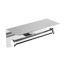 Tuvalet Kağıtlık,ikili,etajerli - Parlak Paslanmaz Çelik Gri