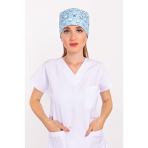 Master Likra Mavi Diş Desenli Doktor Hemşire Hastane Diş Hekimi C