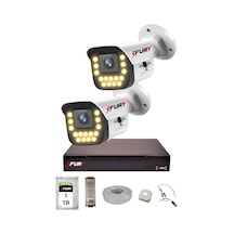 Fury 2 Li Sesli 15 Warm Led Gece Renkli Görüş Su Geçirmez Güvenlik Kamerası Seti 1tb