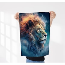 Çerçevesiz Poster Aslan Temalı, Dijital Baskı Poster Aslan, Ofis, Salon Dekorasyon