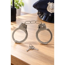 10 Adet Metal Kelepçe Oyuncak Anahtarlı Polis Kelepçesi, Açma-kapama Tuşlu, Çocuk Ve Yetişkin İçin, Silver Toy Handcuffs