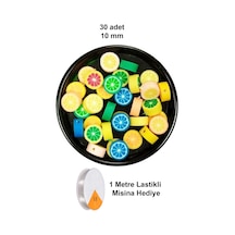 30 Adet 10 Mm Polimer Kil Fimo Boncuk Takı Bileklik + 1 Metre Lastikli Misina Hediye - Renkli Limon
