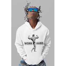 Sevbano Tasarım Arnold Bodybuilding Fitness Sporcu Baskılı Unisex Oversiz beyaz