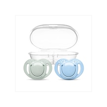 Ortodontik Silikon Emzik 2'li Powder Green&blue 12+ Ay Sterilizasyon/saklama Kutulu 3 Adet