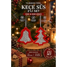 Taşteks Taşlı Keçe Yılbaşı Süsü 2 Li Set Çan & Çam Ağacı Çift Taraflı 4 Renk Seçenekli -