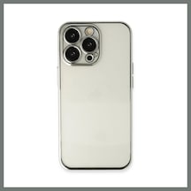 Bezos İphone 14 Pro Uyumlu Kılıf Lensli Silikon - Gümüş Mmbz