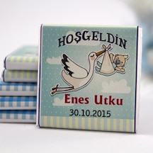 Dark Brown Hoşgeldin Bebek Çikolatası İsim ve Tarih Yazılabilen Hediye Çikolata EBK6 150 Adet