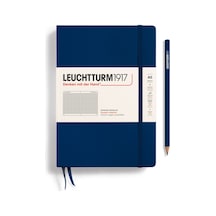 Leuchtturm1917 Not Defteri Orta Boy A5 , Sert Kapak, 251 Numaralandırılmış Sayfa, Kareli, Lacivert