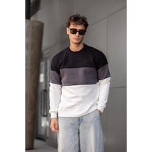 Trc 3244 Üç İplik Pamuklu Parçalı Bisiklet Yaka Erkek Sweatshirt 001 Trc 3244 Üç İplik Pamuklu Parçalı Bisiklet Yaka Erkek Sweatshirt 001