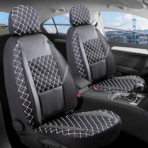 Volkswagen Passat B7 Uyumlu Oto Koltuk Kılıfı Kapitone Alpine Siyah Beyaz