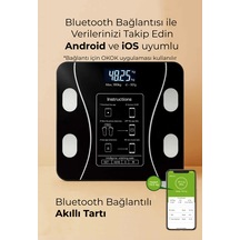 Genz Bilişim Dijital Tartı Baskül Yağ Su Kas Vücut Kitle Endeksi Kilo Ölçer Tartı Siyah