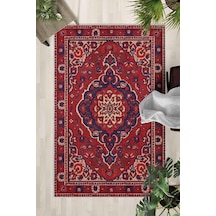 Kaymaz Taban Yıkanabilir Halı Mutfak, Salon, Yatak Odası İçin Modern Dijital Baskı Halı Slnhal152 - 611 Çok Renkli