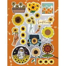 Ayçiçeği Sticker Seti Laptop Ajanda Pc Tablet Telefon Defter Etiket Bullet Journal Diğer