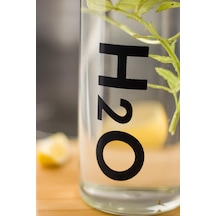 H2o Borosilikat Cam Matara Vakum Kapaklı Su Şişesi Suluk Siyah 1000Ml