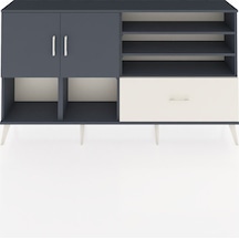 Arges Konsol 7 Raflı Tek Çekmeceli 2 Kapaklı 176x30x99 Antrasit-antrasit/aytaşı Antrasıt/aytası - Antrasıt