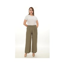 Kadın Beli Lastikli Rahat Kesim Pantolon Günlük Şık Ve Konforlu Haki