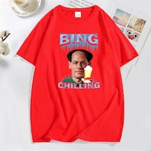 Flood Of Style Bing Soğutma Retro John Xina Dondurma Erkek Tişört Siyah Pamuk Yaz Rahat Kısa Kollu Erkek T S Kırmızı