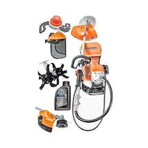 Swazer Sırt Tipi Benzinli Motorlu Tırpan Biçme Makinesi + Çapa Aparatı + Canavar Başlık+ 2T Yağ