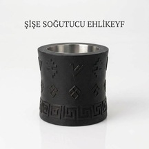 Mottopi Ehlikeyf Termojelli Şişe Soğutucu, Kilim Desenli Siyah,şarap Rakı Viski Diğer