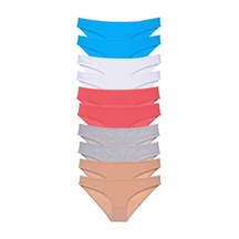 10 adet Süper Eko Set Likralı Kadın Slip Ten Gri Beyaz Fuşya Mav Çok Renkli