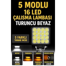 16 Led 5 Modlu Turuncu Beyaz Çalışma Lambası