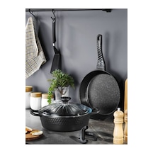 Falez Black Line Granit Döküm 3 Prç Set Antrasit