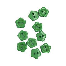 10 Adet 10 mm Çiçek Düğme Yeşil