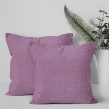 2'li Keten Görünümlü Kırlent Kılıfı Mor