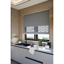 Perdea Lazer Kesim Mat Stor Perde, Lazer Kesimli Klasik Serisi, C-101004 Antrasit Renk