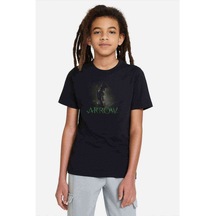 Arrow Baskılı Unisex Çocuk Siyah T-Shirt (528307008)