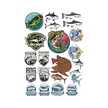 Balık Balıkçı Sticker Set 17 Parça Telefon, Tablet, Defter, Laptop Sticker