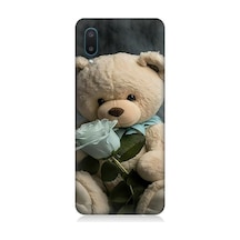Samsung Galaxy A02 Uyumlu Peluş Ayı Ve Gül Desenli Silikon Kılıf