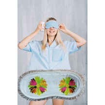 Pazarız Pembecin Uyku Göz Bandı Maskesi Işık Önleyici Gözlük Maske Bant Eye Mask Çiçekli 1adet Beyaz