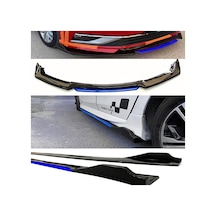 Volvo V70 2007-2013 Mavi Şeritli Renkli Ön Lip Ve Yan Marşpiyel Seti