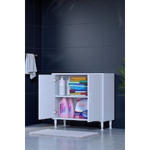 Eliusta Arden 70 Cm Beyaz 2 Bölmeli Banyo Düzenleyici Dolap 1 Raflı Çok Amaçlı Mutfak Dolabı 70x75x32,5 Cm Beyaz