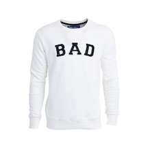 About Blank Bad Bear Bisiklet Yaka Uzun Kollu Cepsiz Nakışlı Normal Kalıp Beyaz Erkek Sweatshirt L Acı Kahverengi