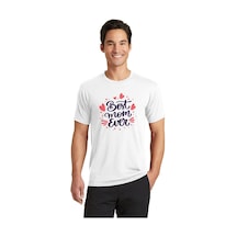 Barlashive Erkek Kısa Kol Tişört Bisiklet Yaka Anneler Günü'ne Özel Baskılı T-shirt - Beyaz Çok Renkli