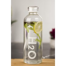 H2o Borosilikat Cam Matara Vakum Kapaklı Su Şişesi Suluk Beyaz 1000 Ml