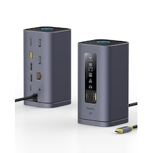Baseus Docking Station Spacemate Serisi 11'i 1 Arada Yerleştirme İstasyonu, 3 Monitör, 2 X Hdmı 1 X Dp 4k 60hz, 3 X Usb-a/c 10 Gbps, 1 Gbps Ethernet, 100 W Pd