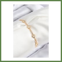 Bezos Pirinç Zirkon Taşlı Daire Model Gold Renk Asansörlü Kadın Bileklik Hb006 46978994
