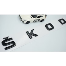 Skoda Bagaj Uzun Parlak Siyah Abs Yazı Logo Amblem
