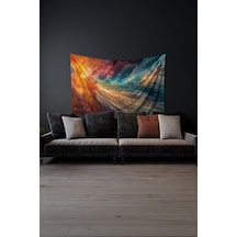 Kozmik Renkler Desenli Duvar Halısı Duvar Örtüsü Tapestry Süet Dokulu Kumaş
