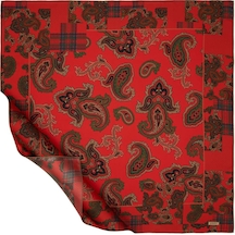 İpekevi Twill İpek Eşarp - Patchwork Desenli - Osmanlı Kırmızısı Osmanlı Kırmızısı