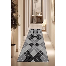 Koyu Gri Kaymaz Geometrik Kesme Rulo Özel Ölçü Yolluk Vh005n11